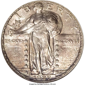 image for: 1927-S 25C MS63 Full Head NGC. The 1927-S can be compared to the Denver mint of this same year. Not in terms of overall rar...
