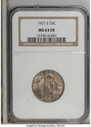 image for: 1927-S 25C MS63 Full Head NGC. The 1927-S can be compared to the Denver mint of this same year. Not in terms of overall rar...