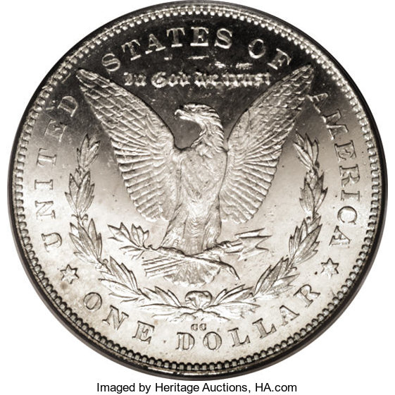 image for: 1880/79-CC $1 Reverse of 1878 MS64 Prooflike PCGS. VAM-4. A Top 100 Variety. Struck from a re...