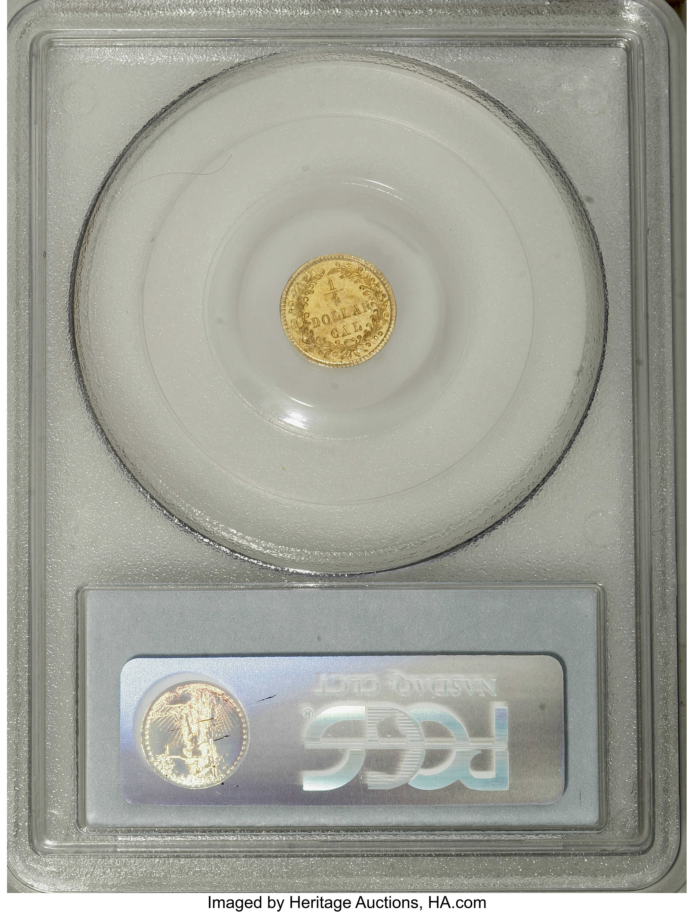 image for: 1873 25C Indian Round 25 Cents, BG-874, Low R.6--Double Struck--MS62 PCGS. This double struck rare variety small denominati...
