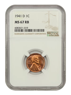image for: 1941-D 1c NGC MS67 RB