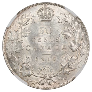 image for: Canada: 1919 50C NGC MS62 (KM-25)