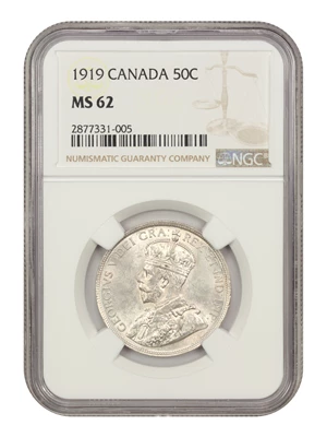 image for: Canada: 1919 50C NGC MS62 (KM-25)