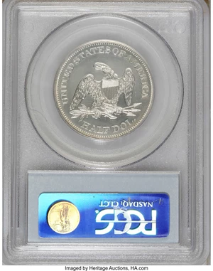 image for: 1864 50C PR64 Cameo PCGS. Fewer than 40 of the 470-piece 1864 proof half dollar mintage have been assigned a Cameo designat...