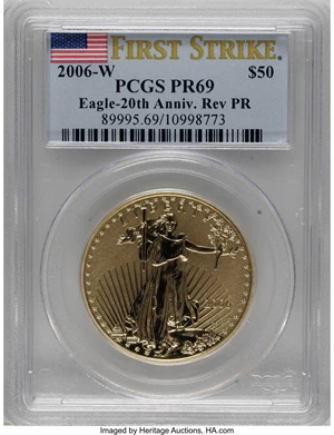 image for: 2006-W $50 One-Ounce Gold Reverse Proof PR69 Deep Cameo PCGS. A pristine and flawless representative of this limited issue,...
