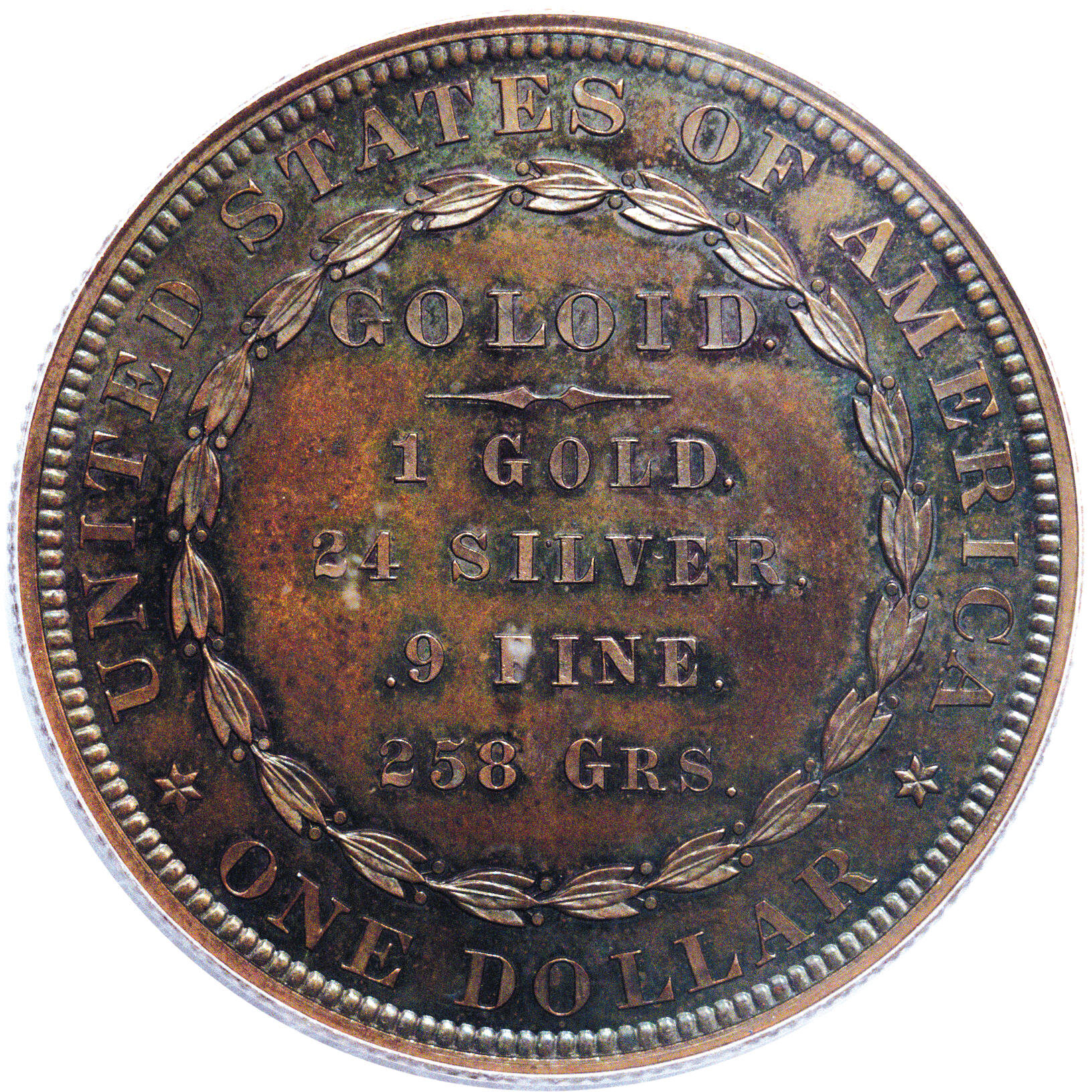 image for: 1878 $1 Goloid Dollar, Judd-1562, Pollock-1753, R.6-7, PR65 Red and Brown PCGS. This goloid d...