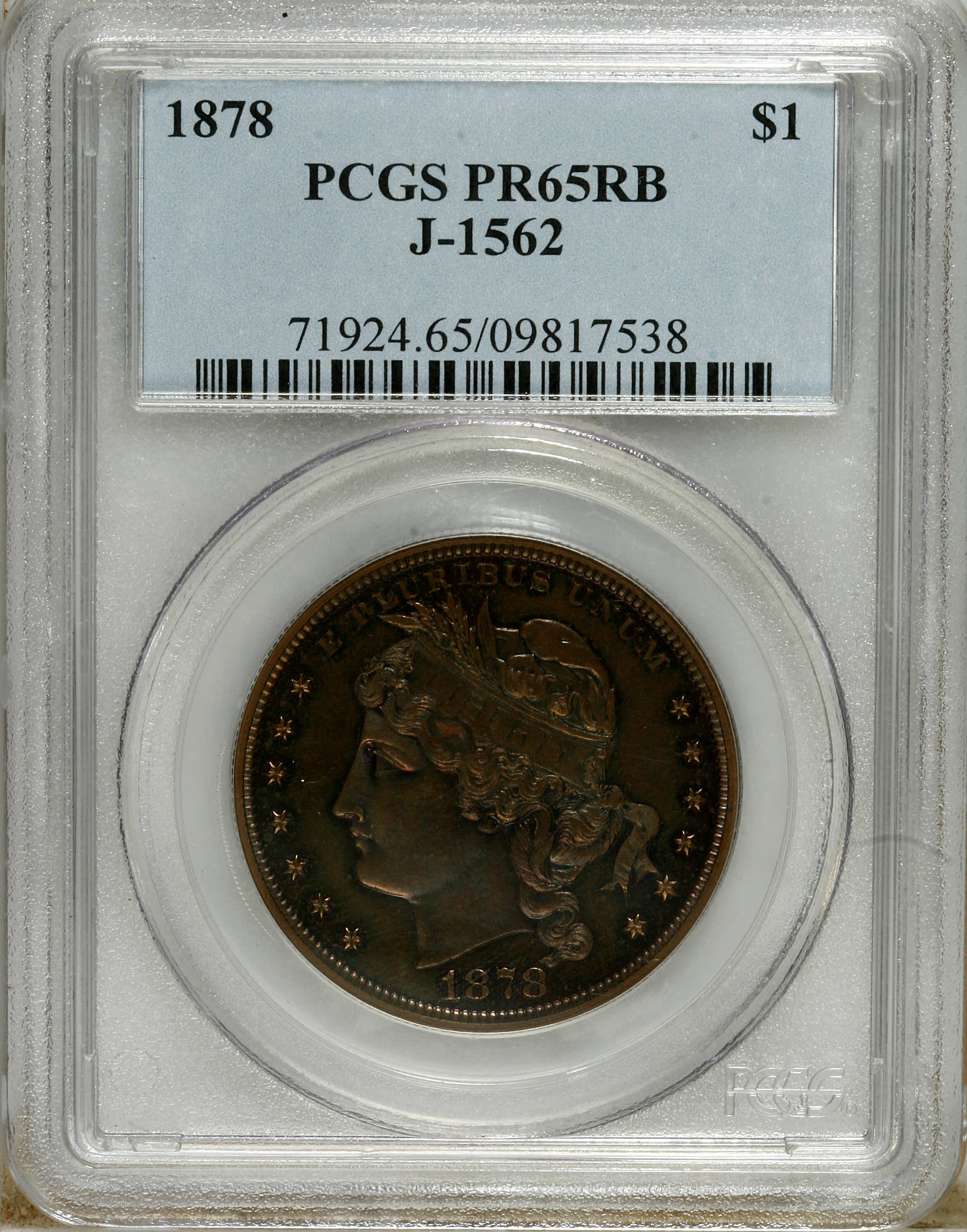 image for: 1878 $1 Goloid Dollar, Judd-1562, Pollock-1753, R.6-7, PR65 Red and Brown PCGS. This goloid d...