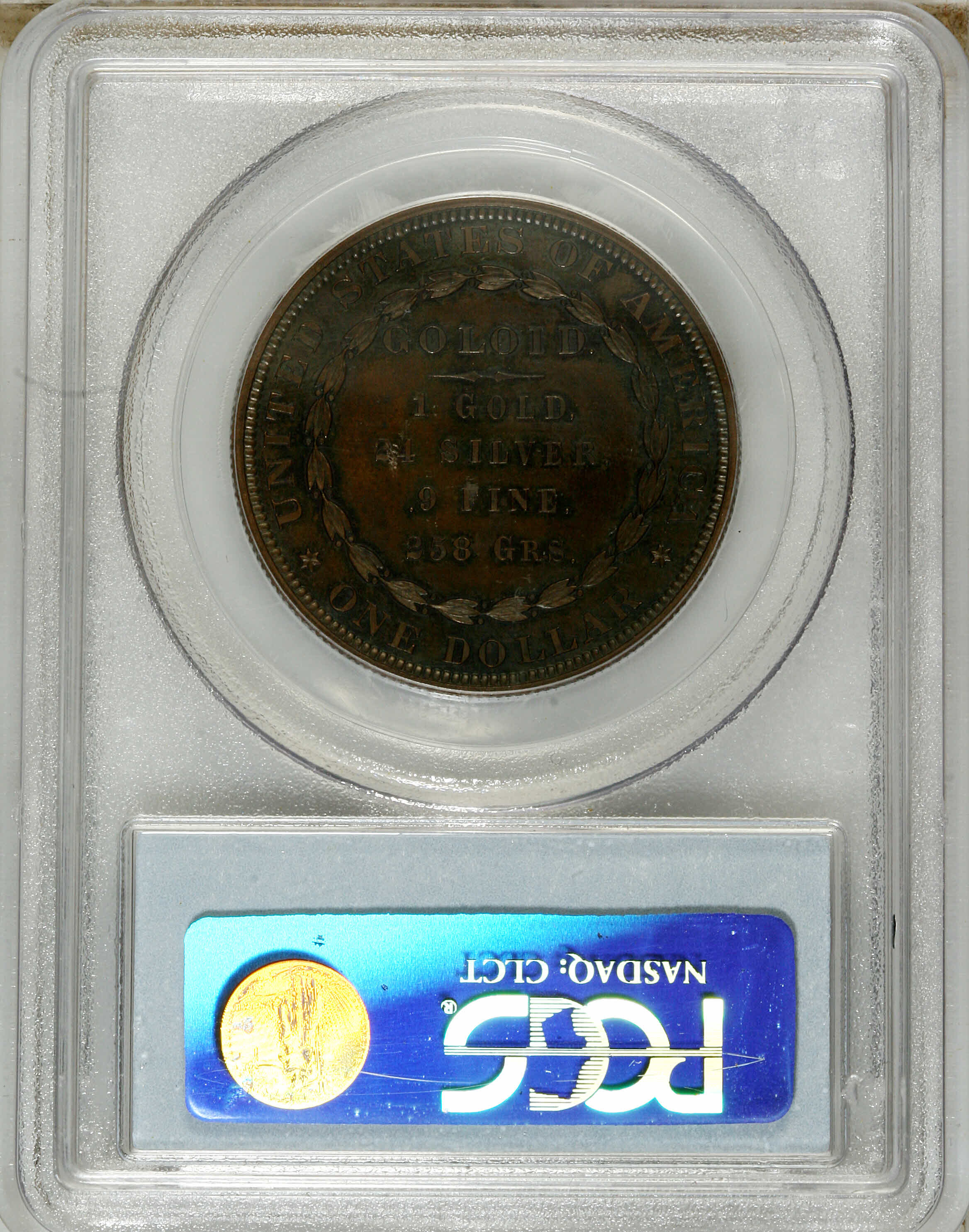 image for: 1878 $1 Goloid Dollar, Judd-1562, Pollock-1753, R.6-7, PR65 Red and Brown PCGS. This goloid d...