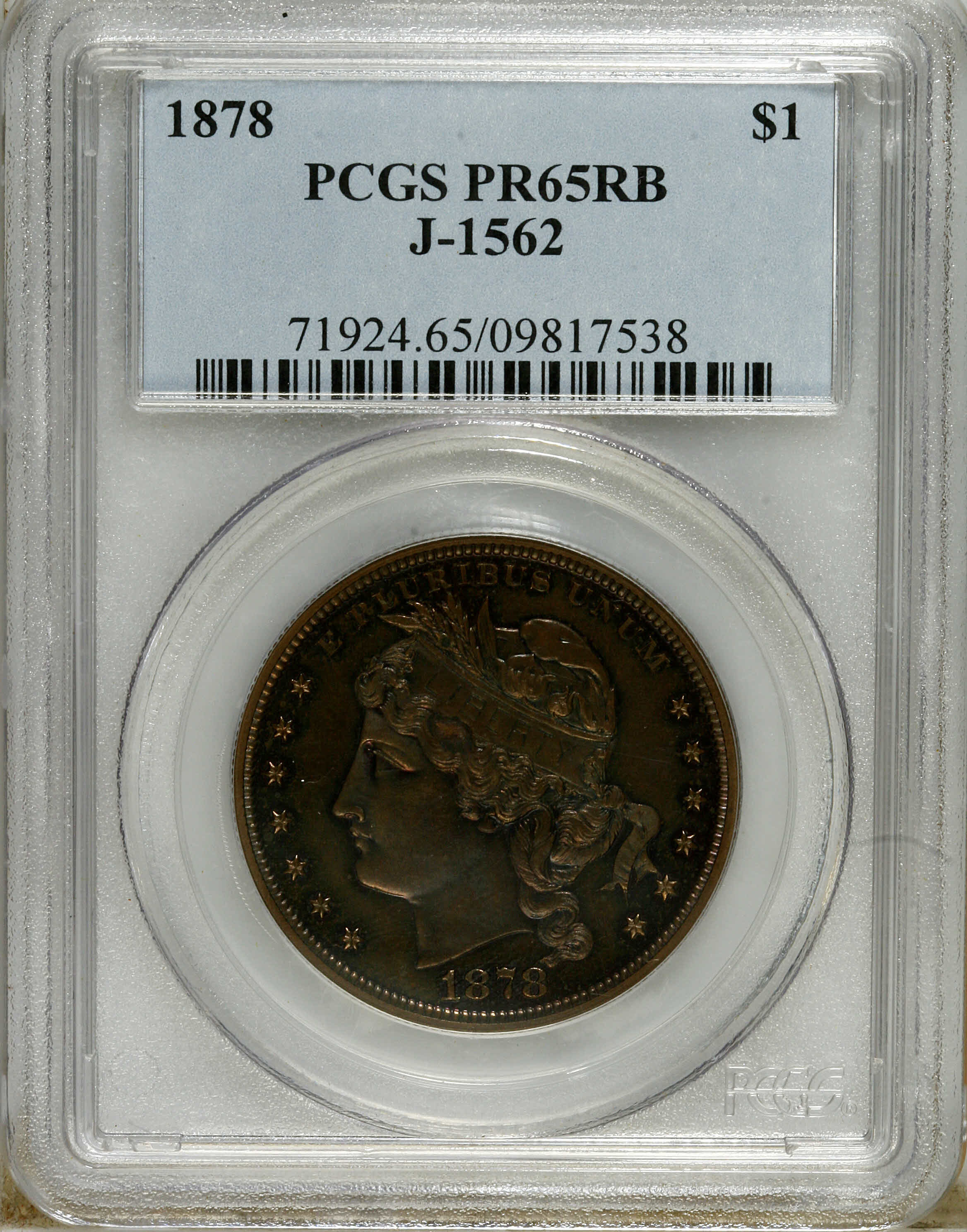 image for: 1878 $1 Goloid Dollar, Judd-1562, Pollock-1753, R.6-7, PR65 Red and Brown PCGS. This goloid d...