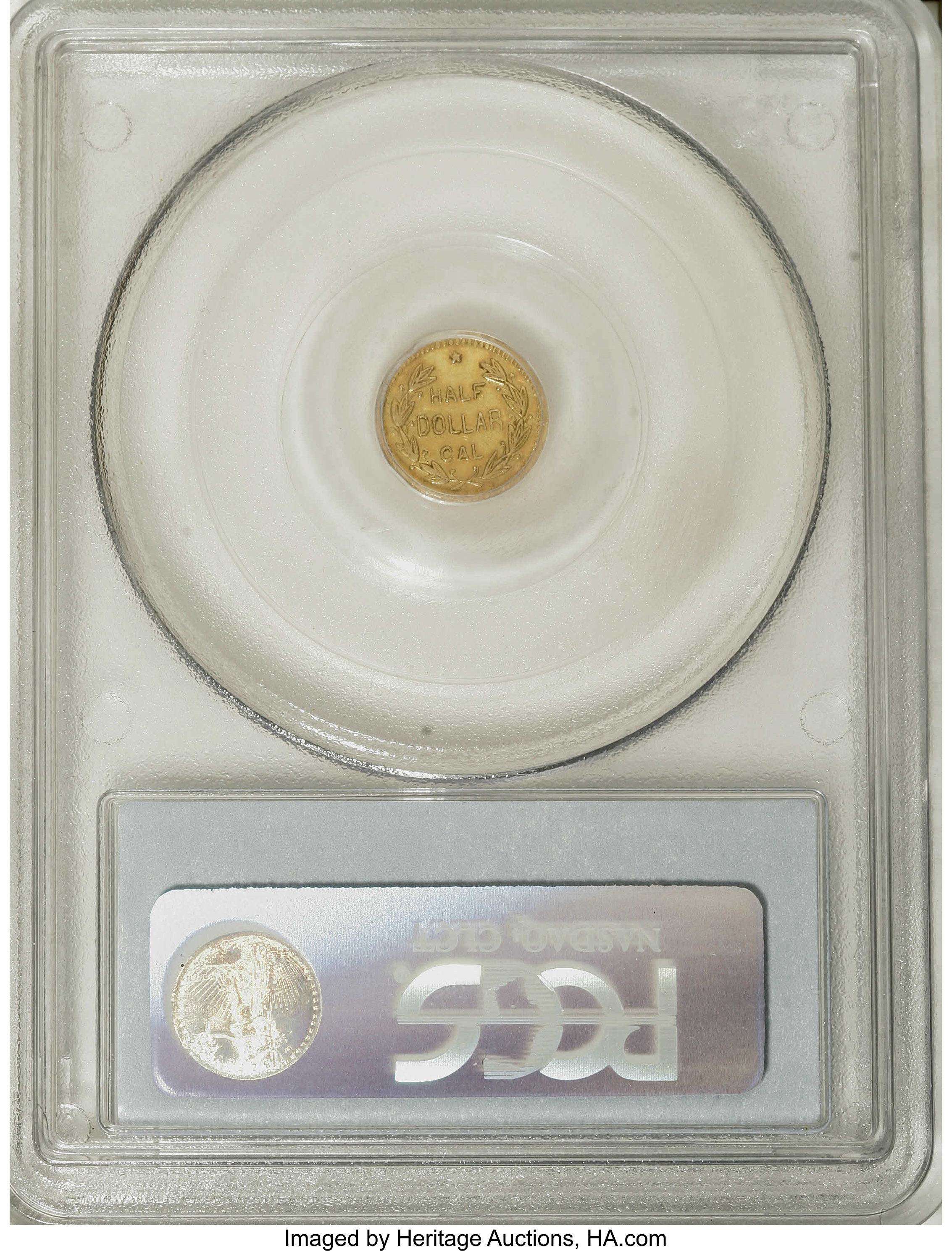 image for: 1871 50C Liberty Round 50 Cents, BG-1045, R.5, MS62 PCGS. This well struck and moderately prooflike chestnut-gold piece has...