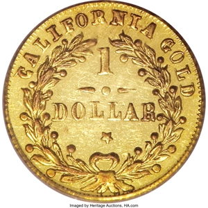 image for: 1872 $1 Indian Round 1 Dollar, BG-1207, R.4, MS62 PCGS. There are only three Breen-Gillio varieties of Period Two Indian ro...