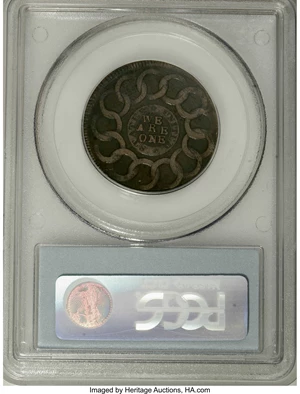 image for: 1787 1C Fugio Cent, STATES UNITED, 1/Horizontal 1 VF30 PCGS. Newman 10-T, R.5. As of (4/07), PCGS has certified only four e...