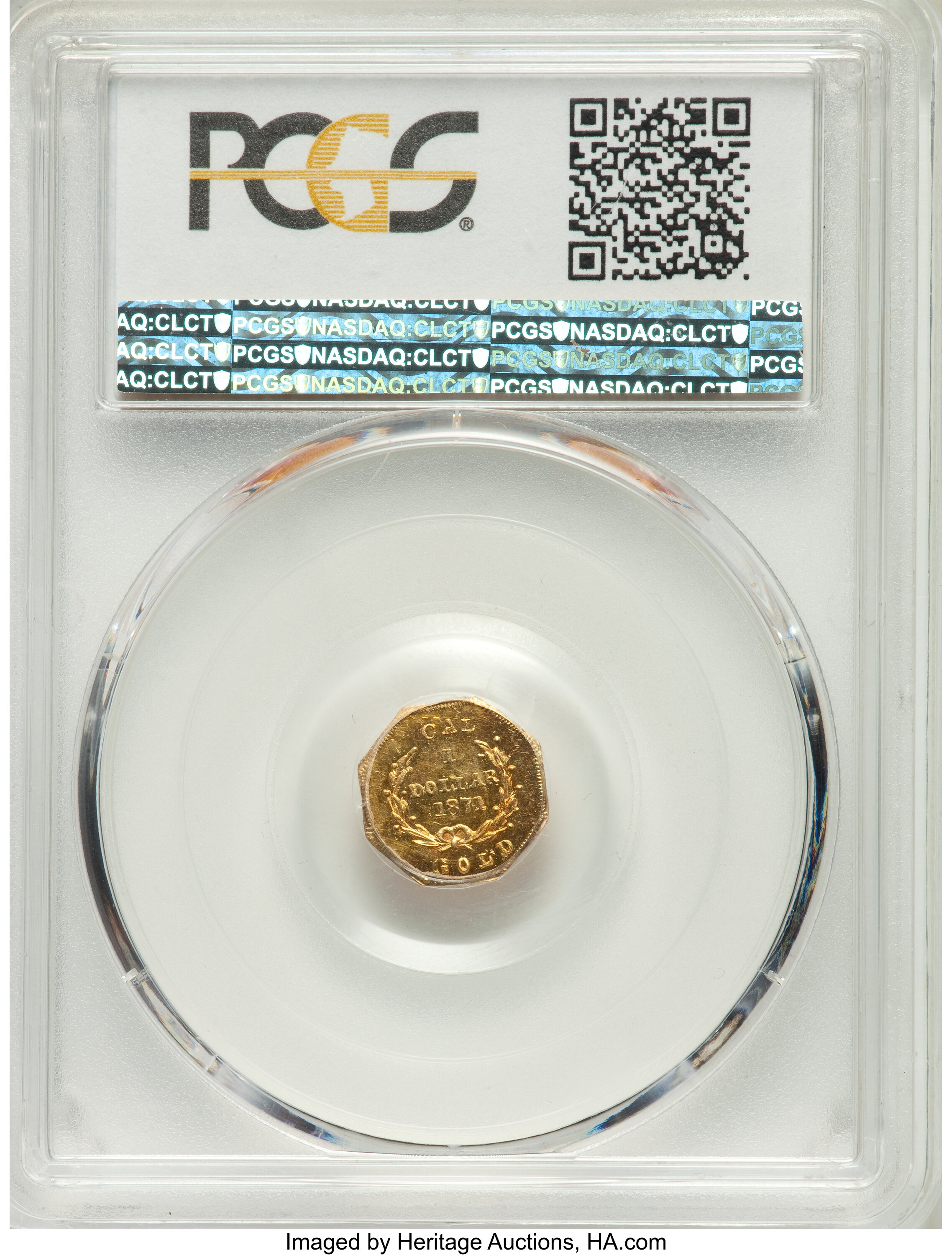 image for: 1871 $1 Liberty Octagonal 1 Dollar, BG-1104, High R.4, MS63 PCGS. PCGS Population: (12/12 and 0/0+). NGC Census: (5/3 and 0...