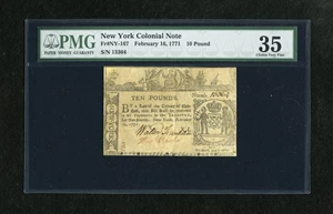image for: New York February 16, 1771 £10 PMG Choice Very Fine 35.
