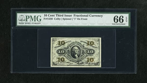 image for: Fr. 1256 10c Third Issue PMG Gem Uncirculated 66 EPQ. This is an enormously margined and wonderfully embossed example of thi...