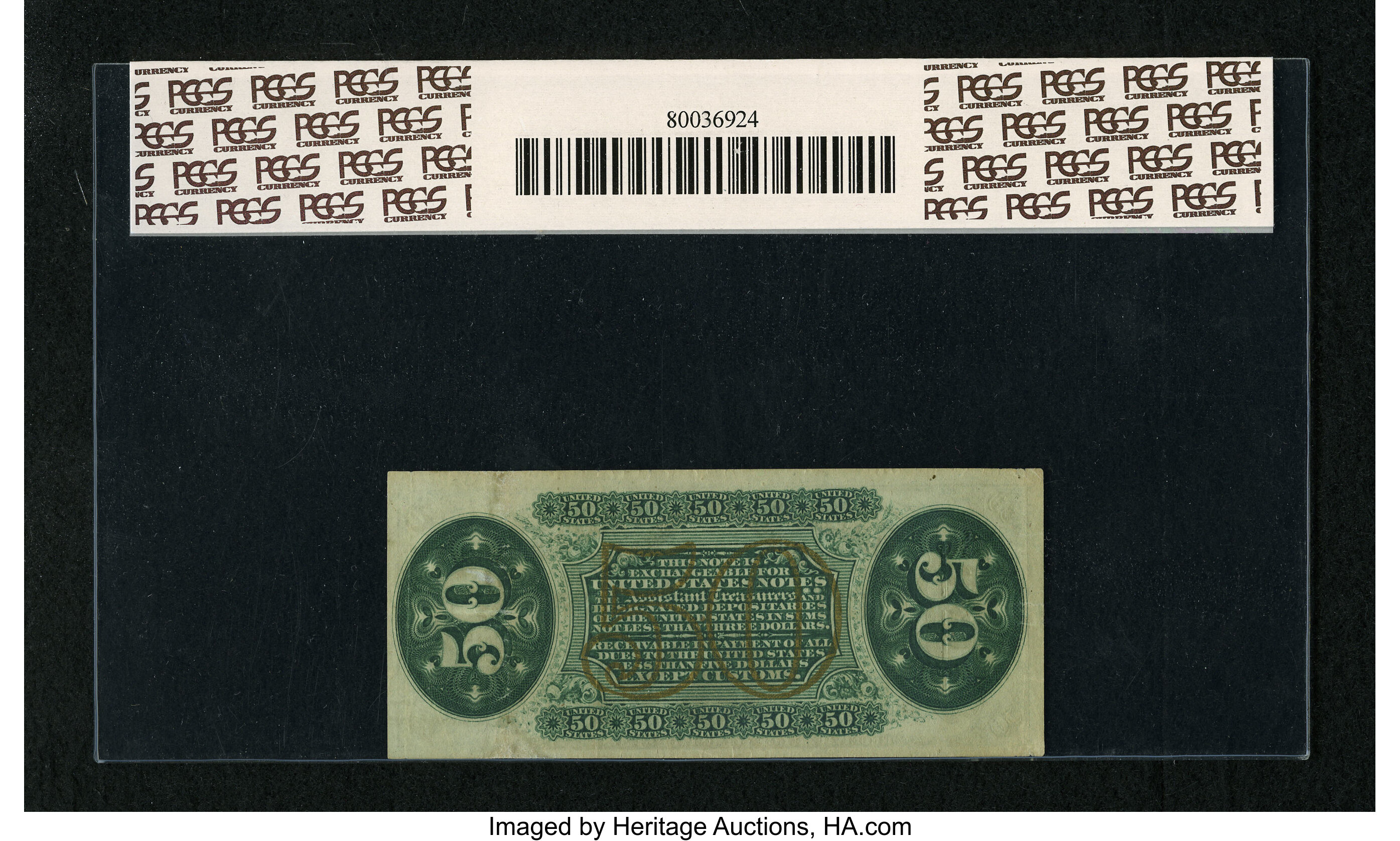 image for: Fr. 1335 50c Third Issue Spinner PCGS Apparent Extremely Fine 40. Minor edge splits have been repaired on this Spinner....