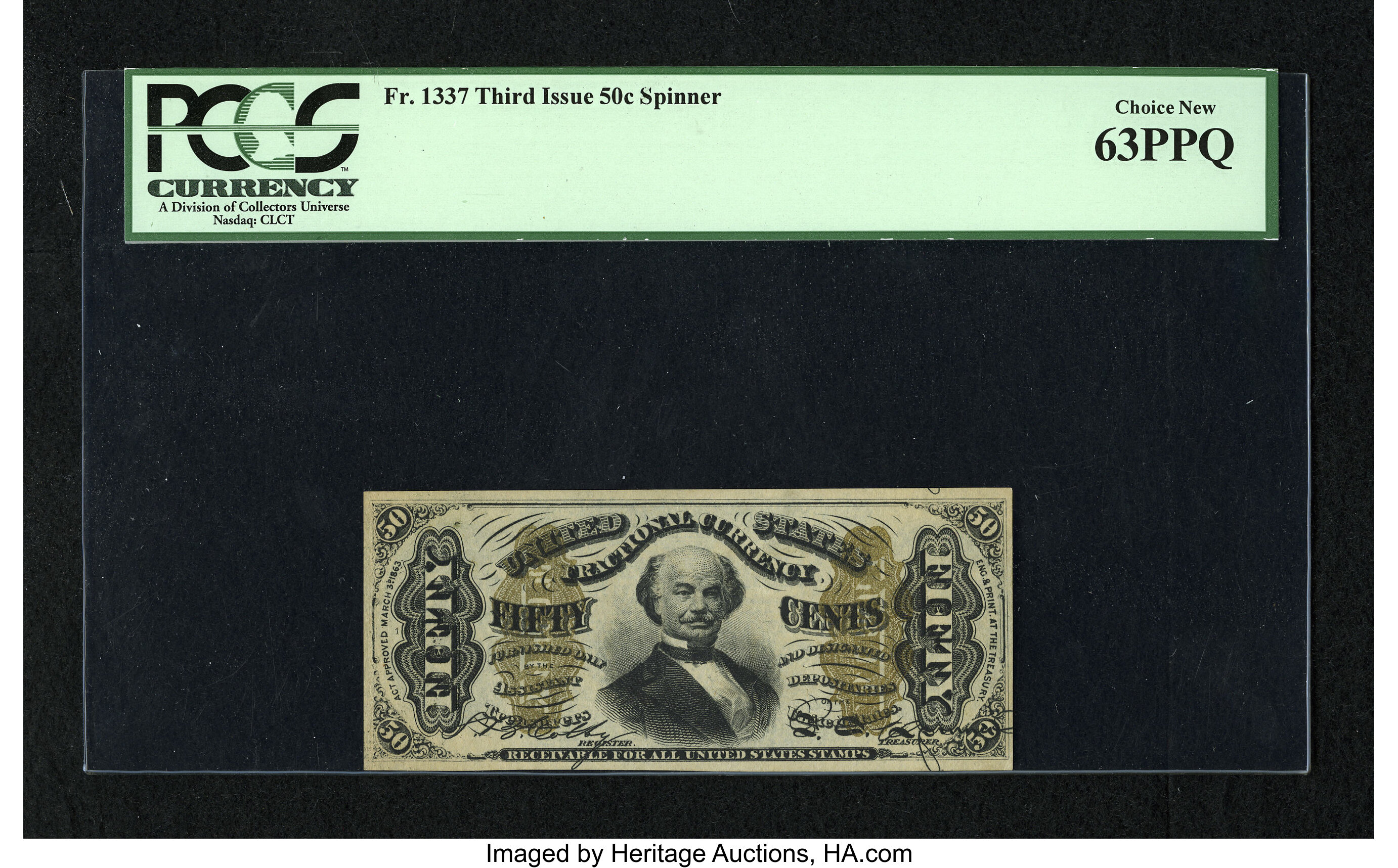 image for: Fr. 1337 50c Third Issue Spinner PCGS Choice New 63PPQ.