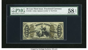 image for: Fr. 1361 50c Third Issue Justice PMG Choice About Uncirculated 58 EPQ.