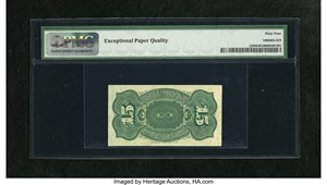 image for: Fr. 1269 15c Fourth Issue PMG Choice Uncirculated 64 EPQ. A bright and colorful example of this scarcer variety that could j...