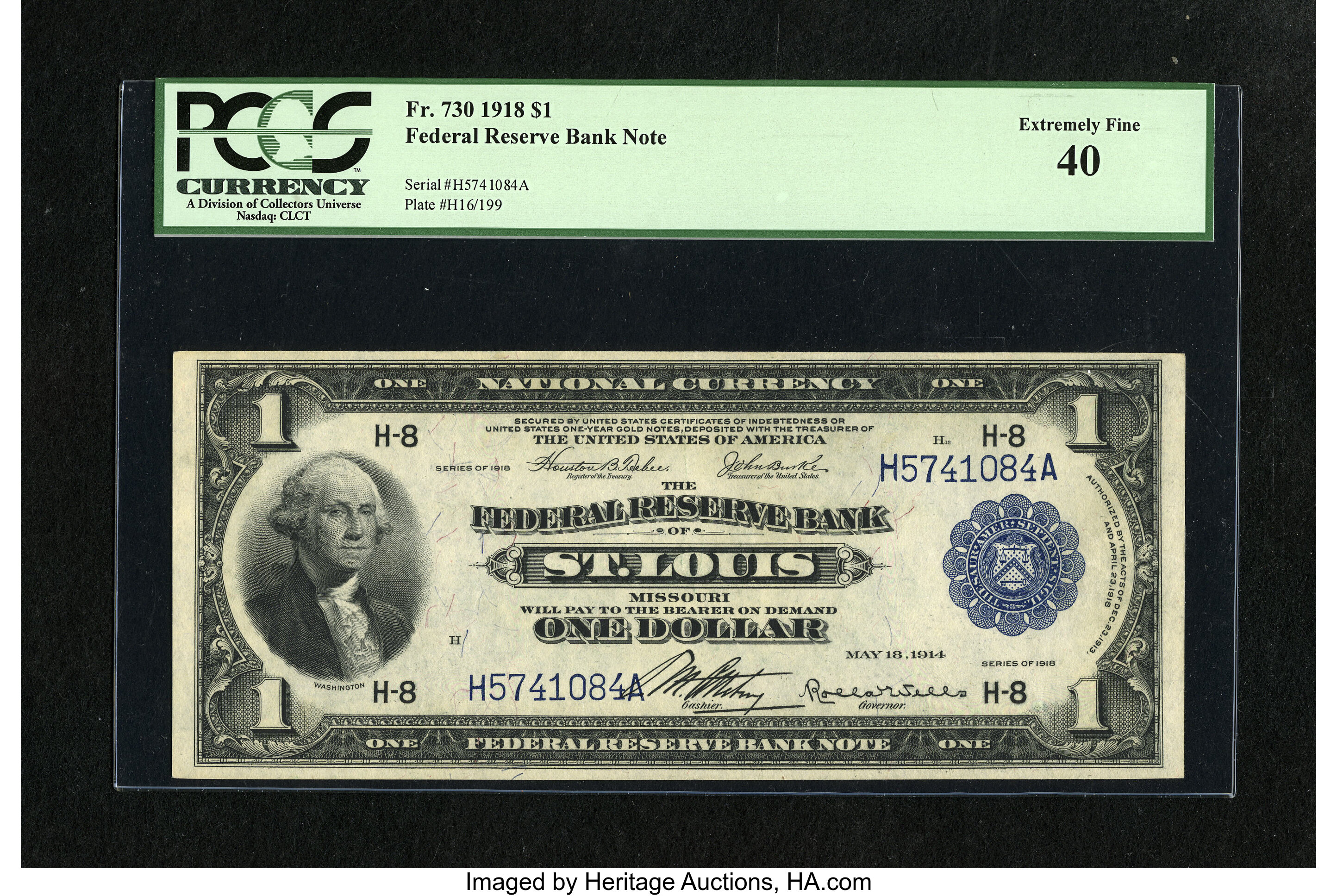 image for: Fr. 730 $1 1918 Federal Reserve Bank Note PCGS Extremely Fine 40. Here is another pleasing St. Louis piece that is nicely ma...