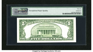 image for: Fr. 1533* $5 1953A Legal Tender Note. PMG Gem Uncirculated 66 EPQ.An exquisite star with fantastic embossing.From The ...