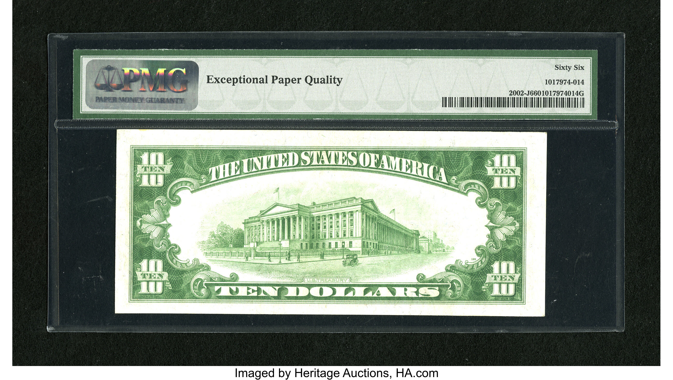 image for: Fr. 2002-J $10 1928B LGS Federal Reserve Note. PMG Gem Uncirculated 66 EPQ.A lovely example of this light green seal varie...