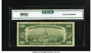 image for: Fr. 2100-A $50 1928 Federal Reserve Note. CGA Fine 15.Most of the examples that we have offered of this very scarce Boston...