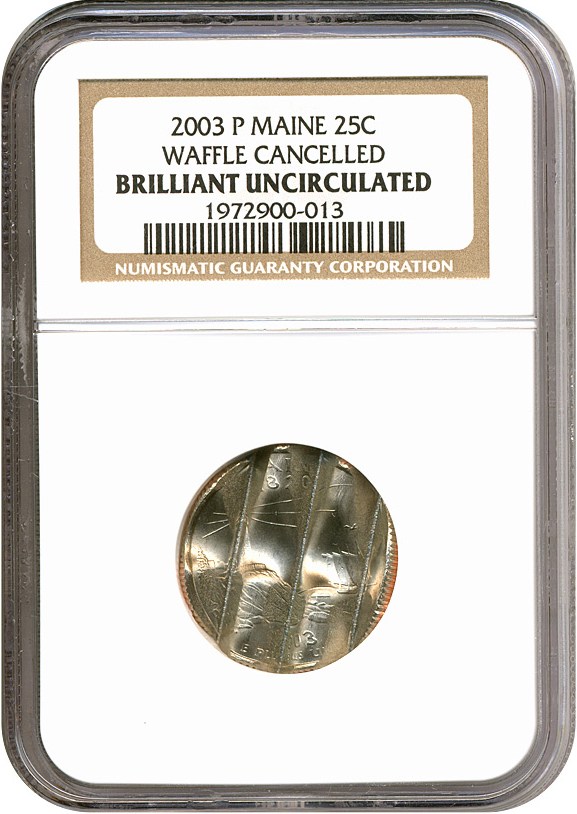 image for: 2003-P 25c Maine NGC - Waffle Cancelled 