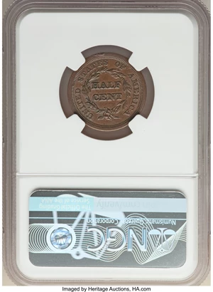 image for: 1854 1/2 C C-1, B-1, R.1, AU58 NGC. NGC Census: (81/561). PCGS Population: (1/16). CDN: $150 Whsle. Bid for NGC/PCGS AU58. ...