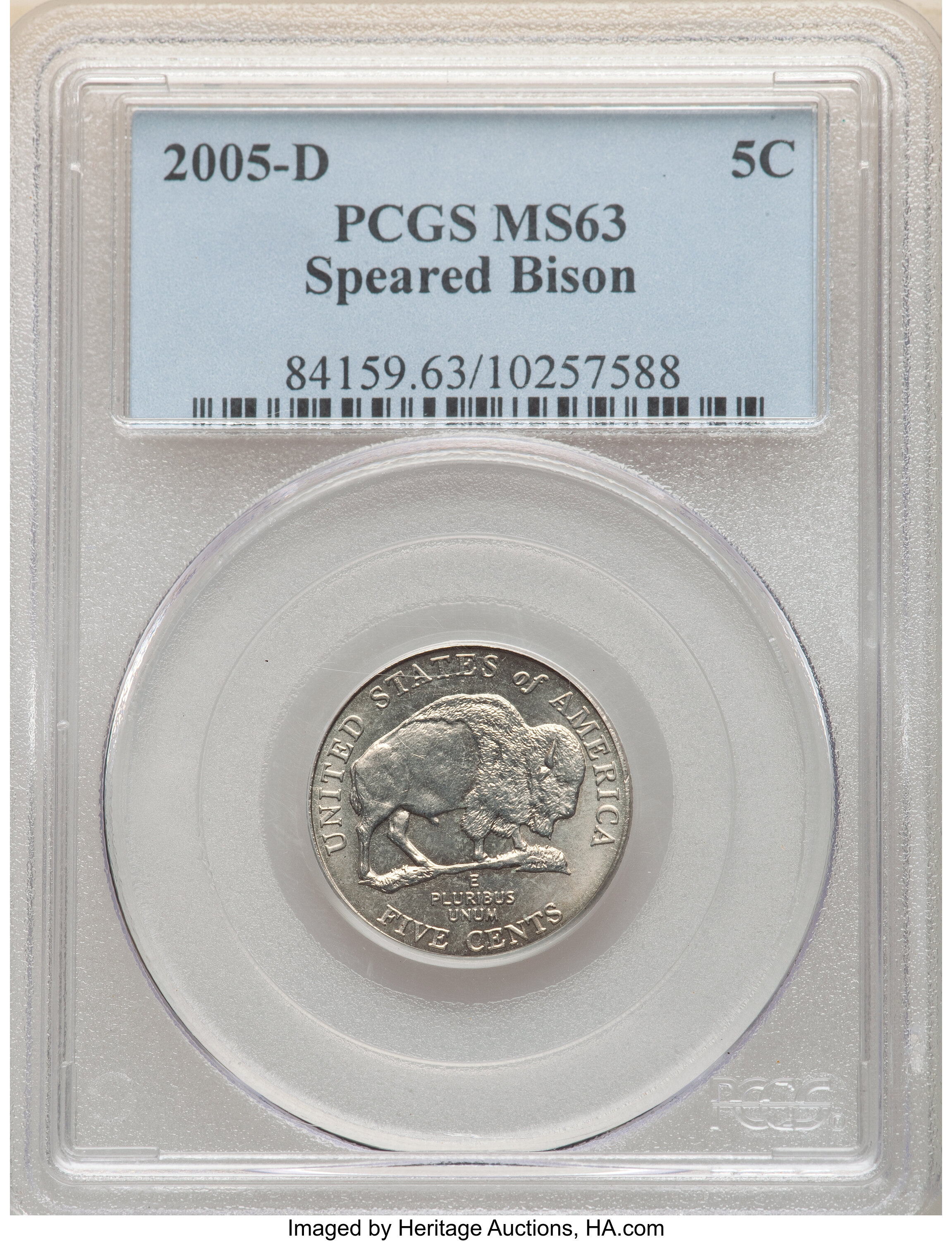 image for: 2005-D 5C Speared Bison MS63 PCGS. PCGS Population: (71/585). NGC Census: (0/0). CDN: $125 Whsle. Bid for NGC/PCGS MS63. ...