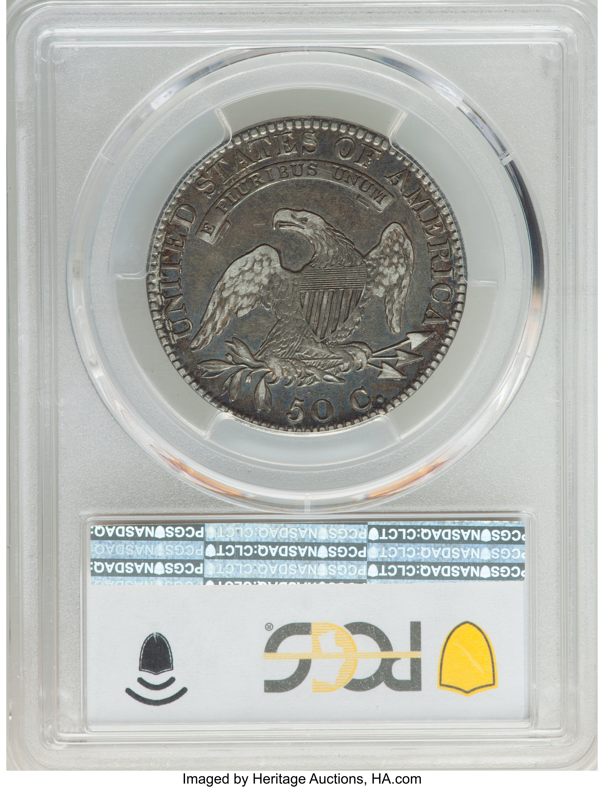 image for: 1820/19 50C Square Base 2, O-101a, R.2, XF40 PCGS. PCGS Population: (2/4 and 0/0+). NGC Census: (1/7 and 0/0+). XF40. ...