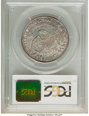 image for: 1828 50C Square Base 2, Small 8s, Large Letters, O-116, R.2, AU53 PCGS. PCGS Population: (4/10). NGC Census: (3/11). AU53....
