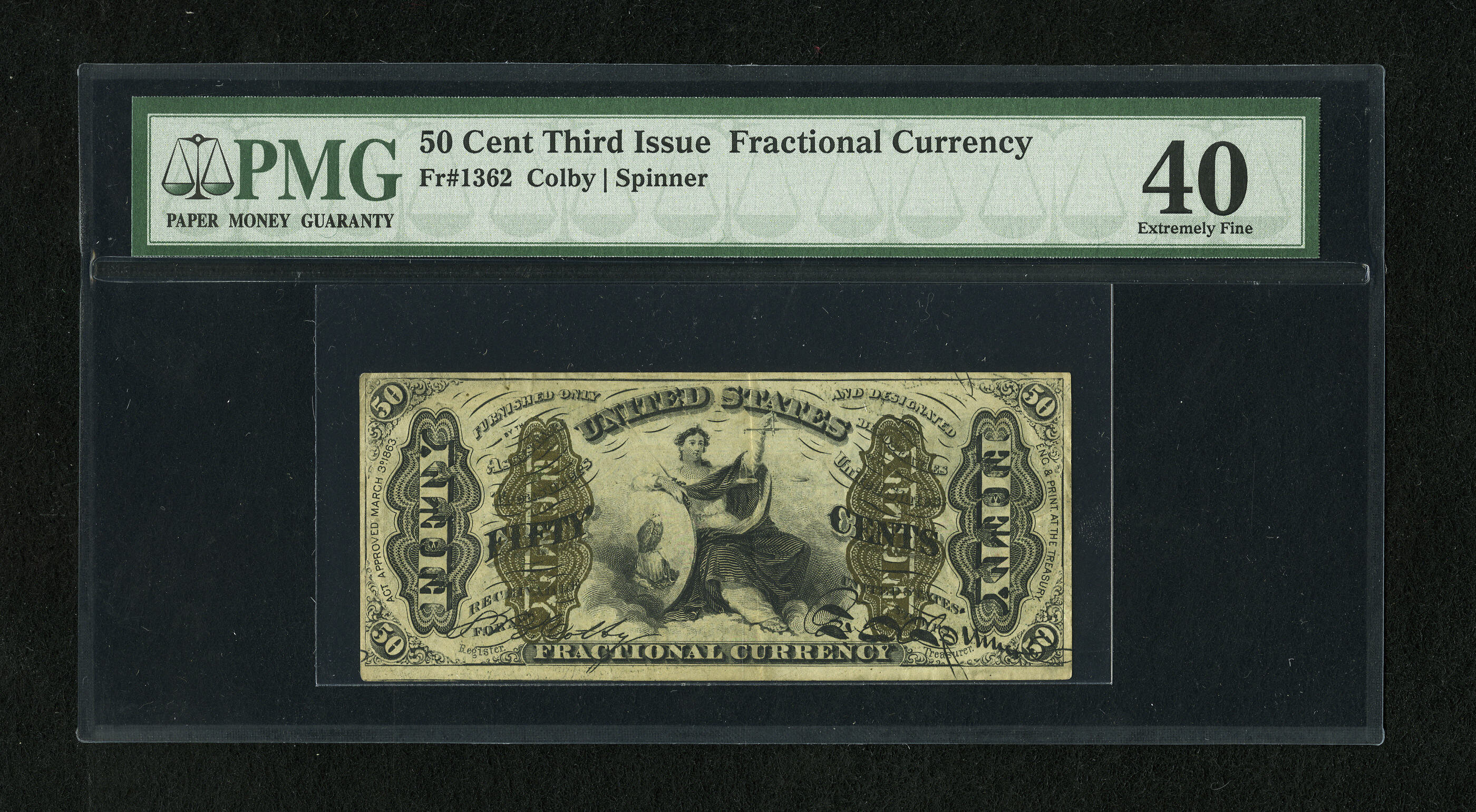 image for: Fr. 1362 50c Third Issue Justice PMG Extremely Fine 40....