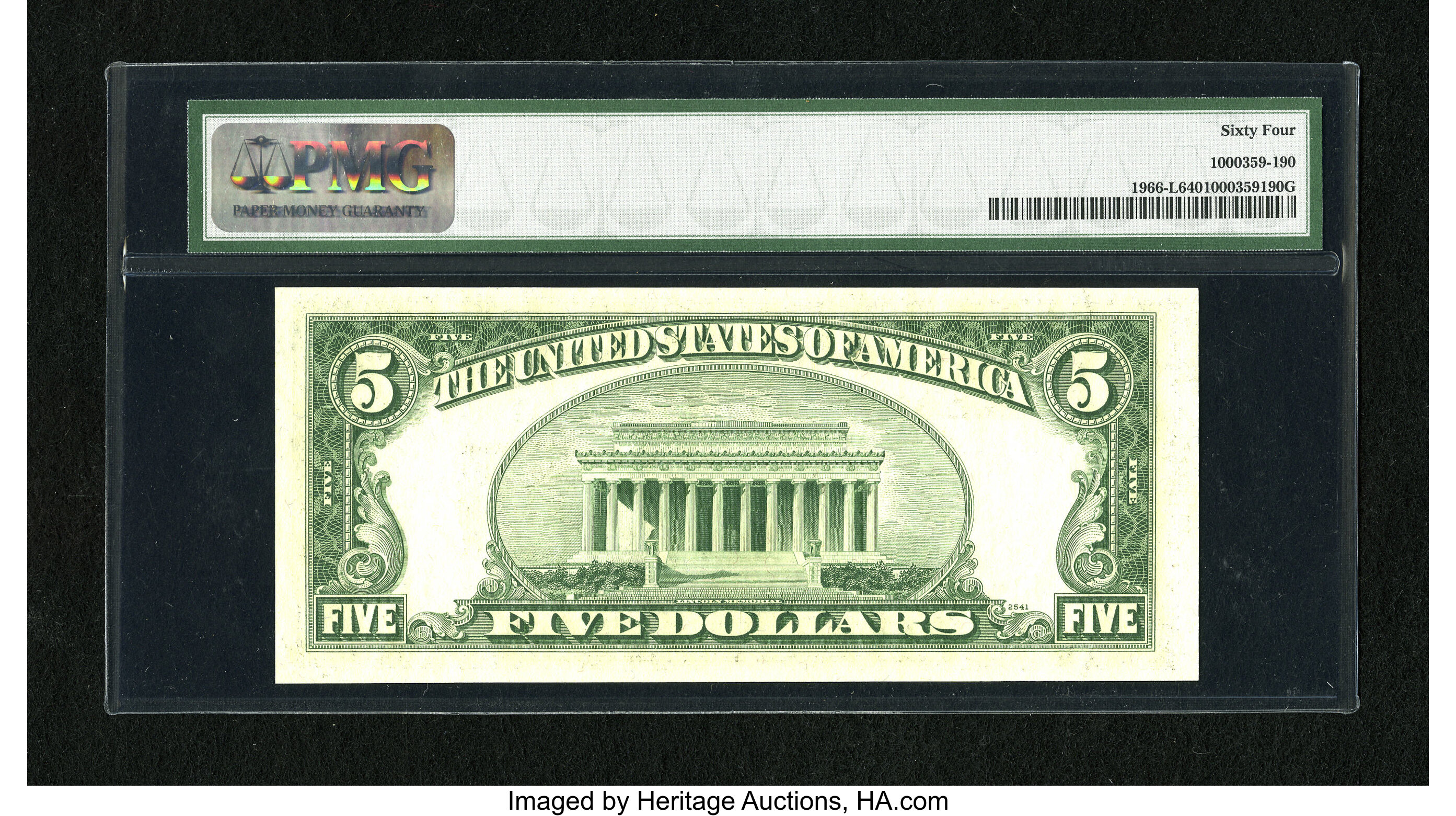 image for: Fr. 1966-L $5 1950E Federal Reserve Note. PMG Choice Uncirculated 64....