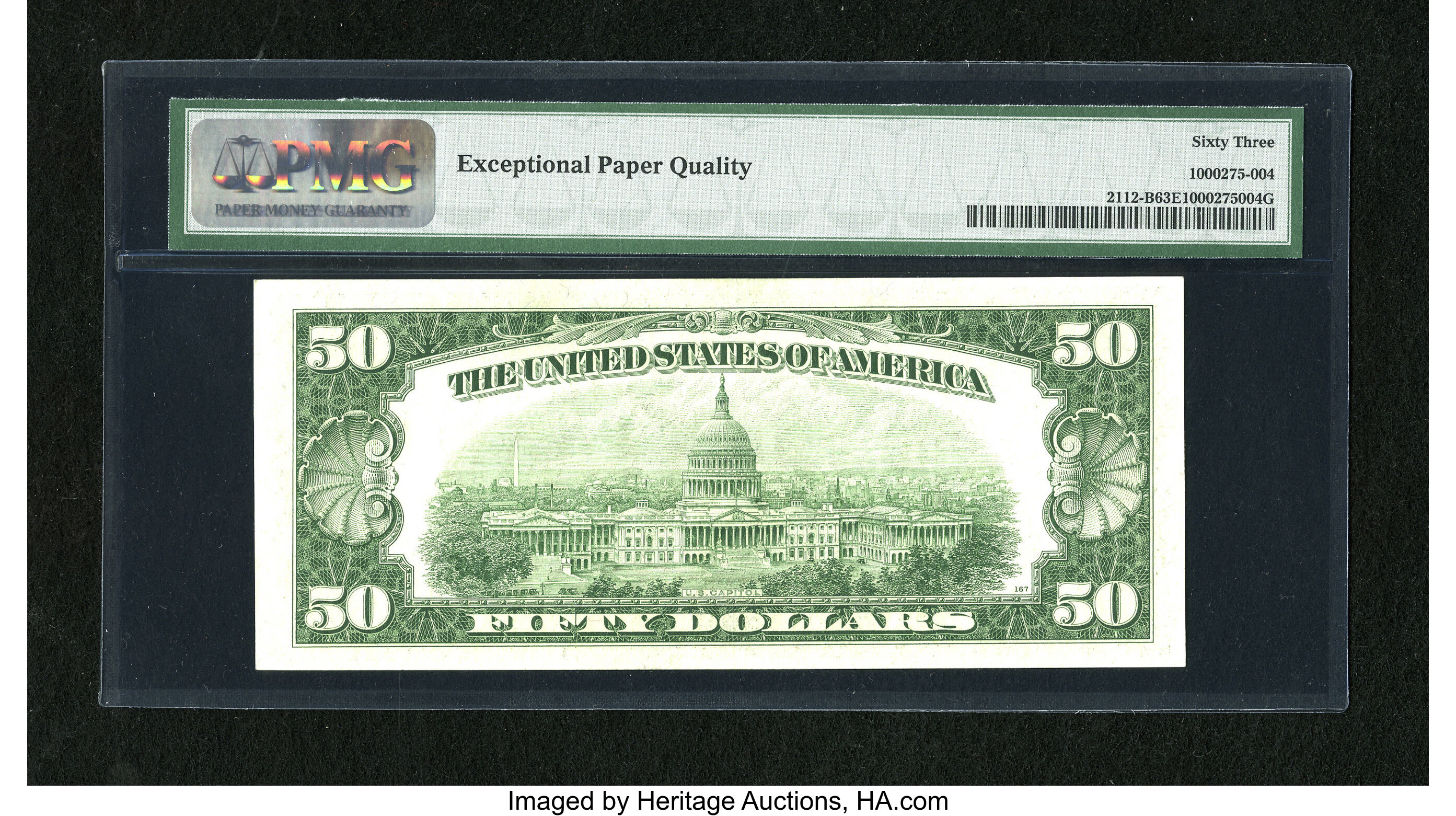 image for: Fr. 2112-B $50 1950E Federal Reserve Note. PMG Choice Uncirculated 63 EPQ....