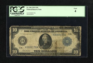 image for: Fr. 946 $10 1914 Federal Reserve Note PCGS Good 04....