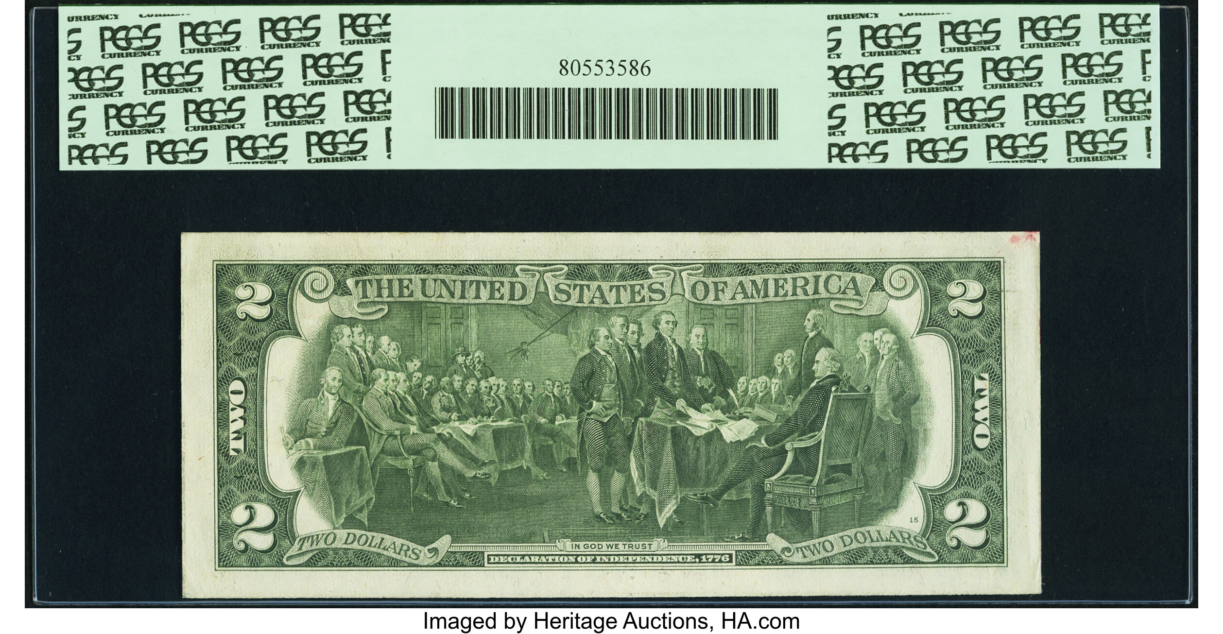 image for: Seven of a Kind Serial Number 00020000 Fr. 1935-D $2 1976 Federal Reserve Note. PCGS Apparent Choice About New 58....