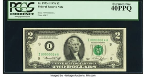 image for: Low Serial Number 14 Fr. 1935-I $2 1976 Federal Reserve Note. PCGS Extremely Fine 40PPQ....