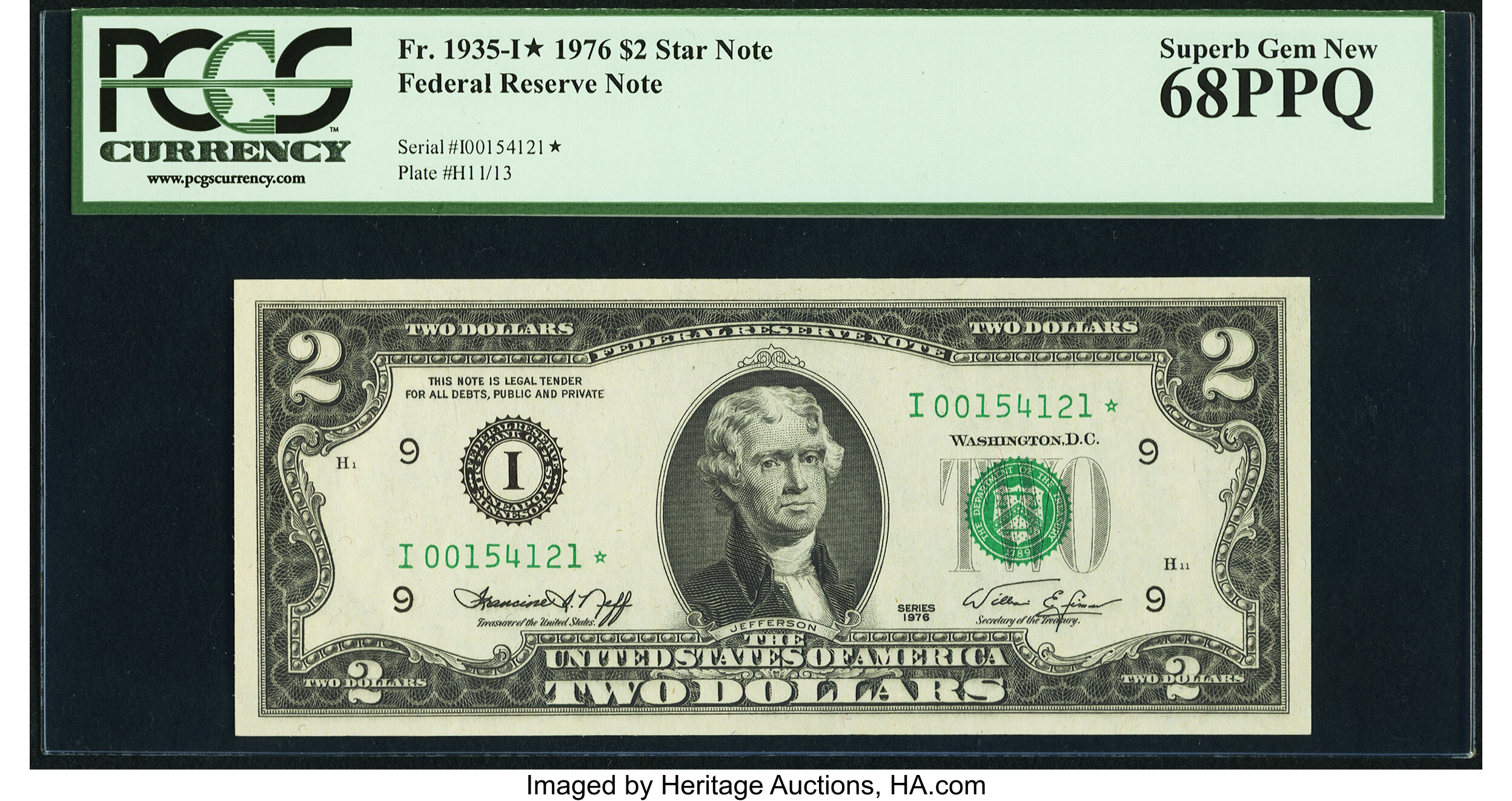 image for: Fr. 1935-I* $2 1976 Federal Reserve Star Note. PCGS Superb Gem New 68PPQ....