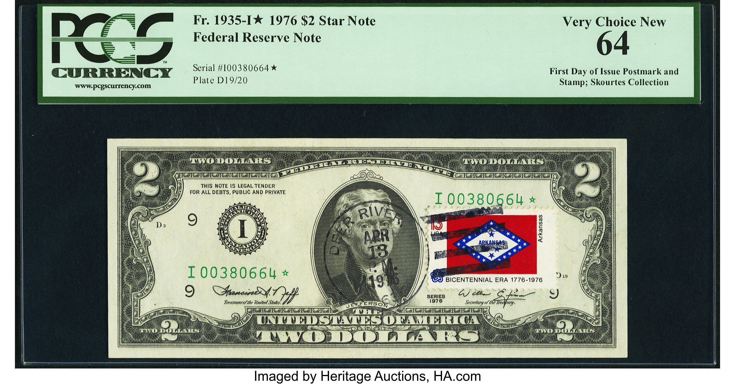 image for: Postally Cancelled First Day of Issue Fr. 1935-I* $2 1976 Federal Reserve Star Note. PCGS Very Choice New 64....