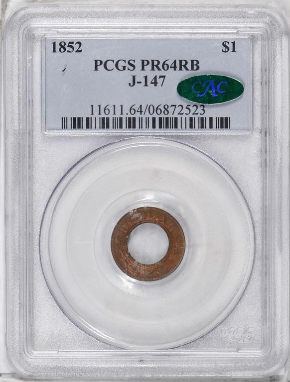 image for: $1 1852 J-147. PCGS  PR64 RB CAC