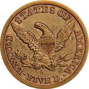 image for: $5 1861-S PCGS XF45+ CAC