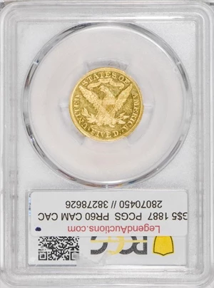 image for: $5 1887 PCGS PR60 CAM CAC