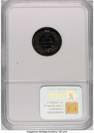 image for: 1869 1C PR64 Brown NGC. NGC Census: (14/16). PCGS Population (11/0). Mintage: 600. Numismedia Wsl. Price for NGC/PCGS coin ...
