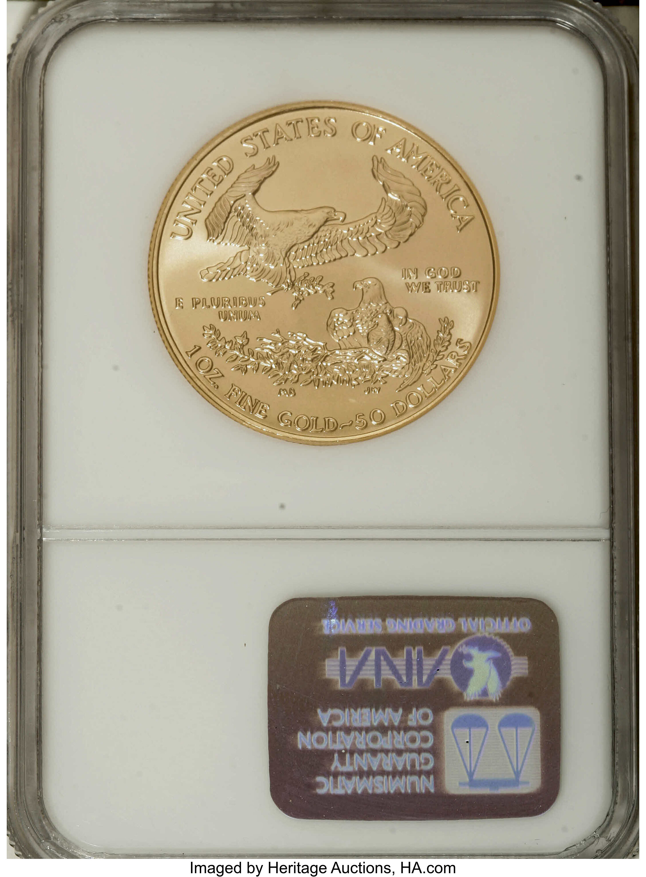 image for: 2002 G$50 One-Ounce Gold Eagle MS69 NGC. NGC Census: (0/0). PCGS Population (1713/16).  Numismedia Wsl. Price for NGC/PCGS ...