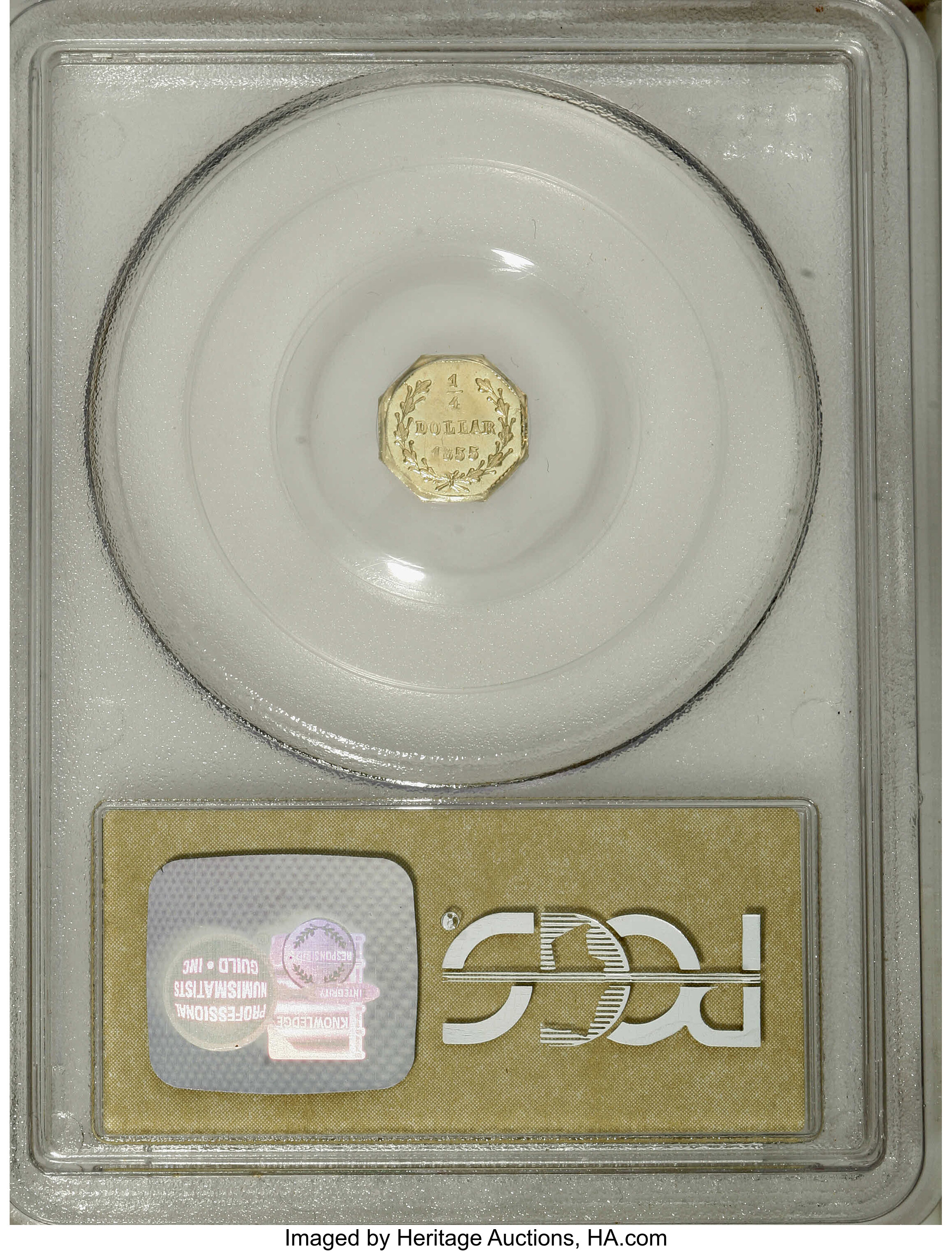 image for: 1853 25C Liberty Octagonal 25 Cents, BG-102, Low R.4, MS63 PCGS. PCGS Population (36/16). NGC Census: (2/2).   (#10371)...