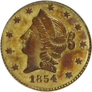 image for: 1854 50C Liberty Round 50 Cents, BG-431, Low R.5, MS62 PCGS. PCGS Population (12/16). NGC Census: (2/0). (#10467)...