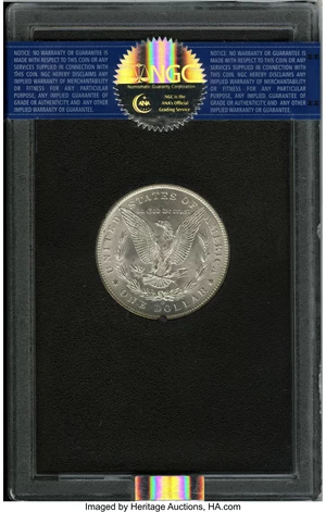 image for: 1885-O $1 MS65 NGC. NGC Census: (40800/7320). PCGS Population (14586/1992). Mintage: 9,185,000. Numismedia Wsl. Price for N...