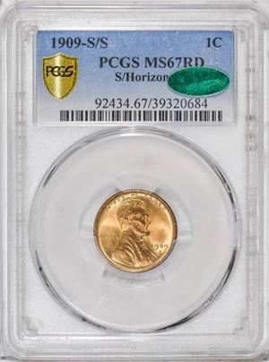 image for: 1C 1909-S/ HORIZONTAL S. PCGS MS67 RD CAC