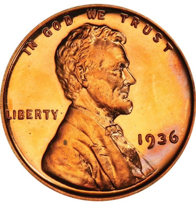 image for: 1C 1936 BRILLIANT. PCGS  PR65 RD CAM CAC